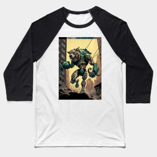 Giant futuristic robot cyborg dog attacking the city Baseball T-Shirt